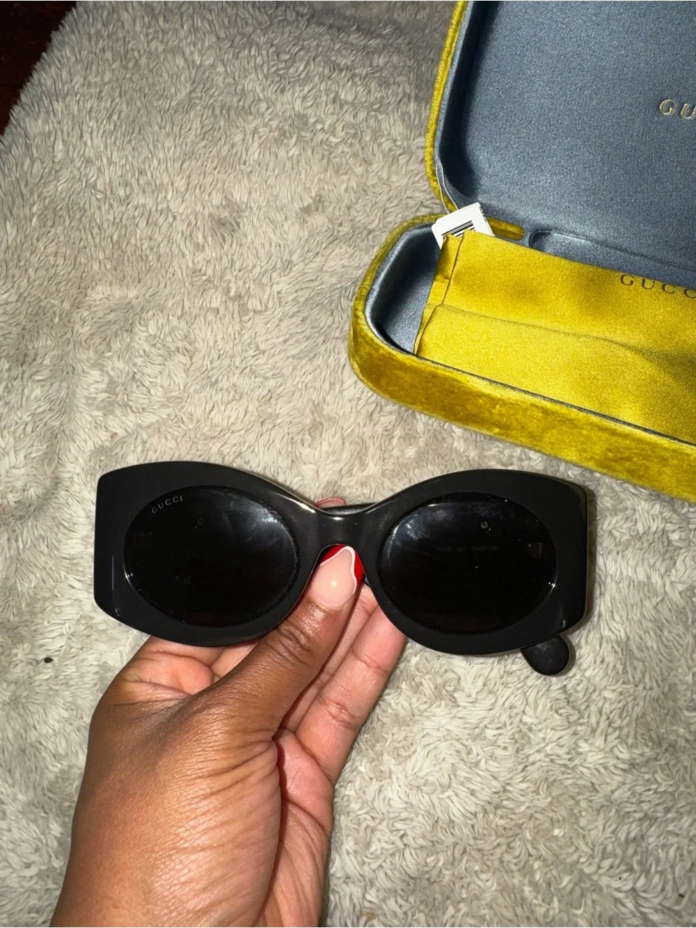 Gucci Black Sunglasses with Gold GG Logos